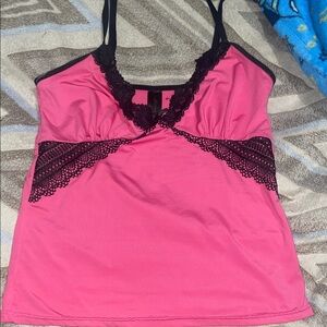 Y2K Pink and Black Lace Camisole